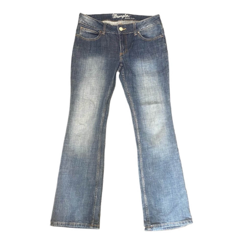 Wrangler Women’s Boot Cut Denim Western Cowgirl Stone Wash Blue Jeans Sz 7 X 32